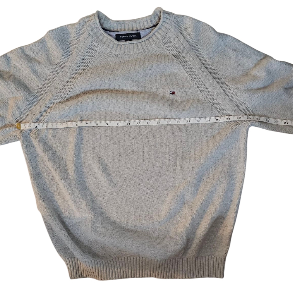 Tommy Hilfiger Minimalist Light Grey Cotton Rolled Crewneck Sweater men's XL - Picture 8 of 8